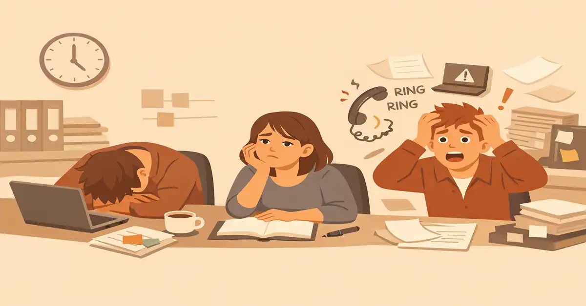 Visual comparison of burnout, boredom, and a bad job environment